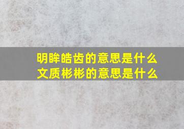 明眸皓齿的意思是什么 文质彬彬的意思是什么